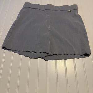 Anne Klein Sport Blue and White Railroad Stripe Scalloped Hem Short